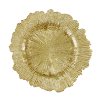 Plato de sitio hoja dorada 33 cm (Vidrio)
